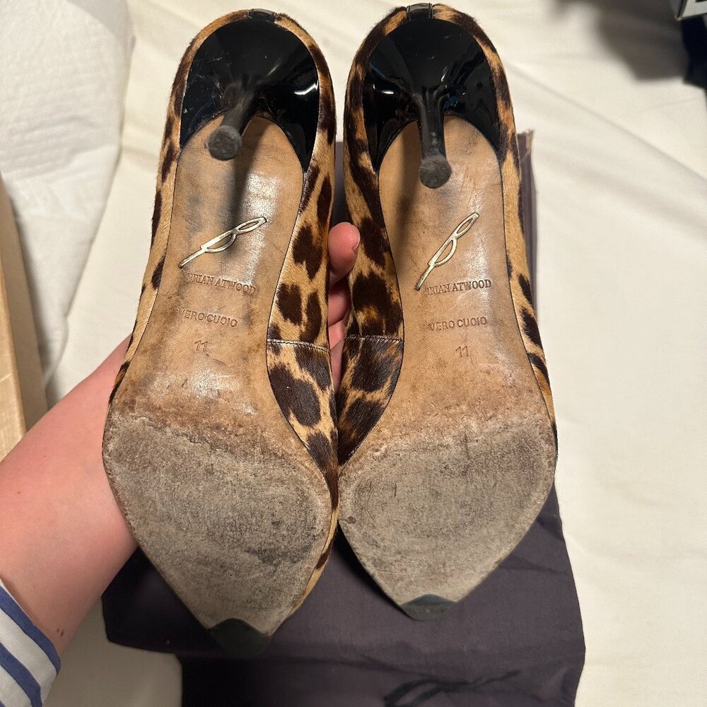 Brian Atwood Calf Hair Leopard Heels